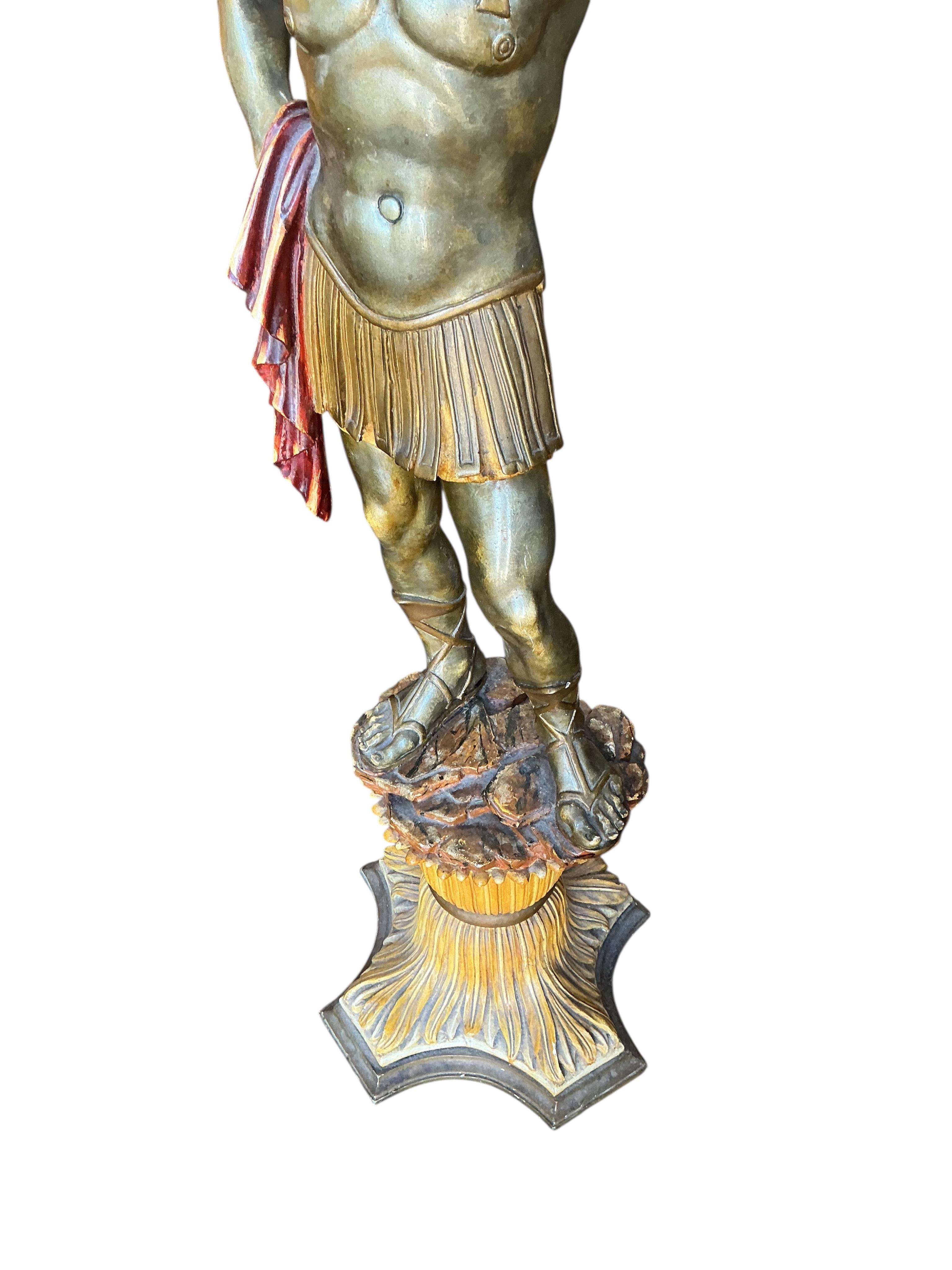An Italian style painted composition Blackamoor floor lamp, height 156cm